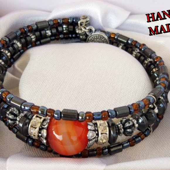 Agate Stone Watch Type Bracelet Hand Made - Picture 4 of 4